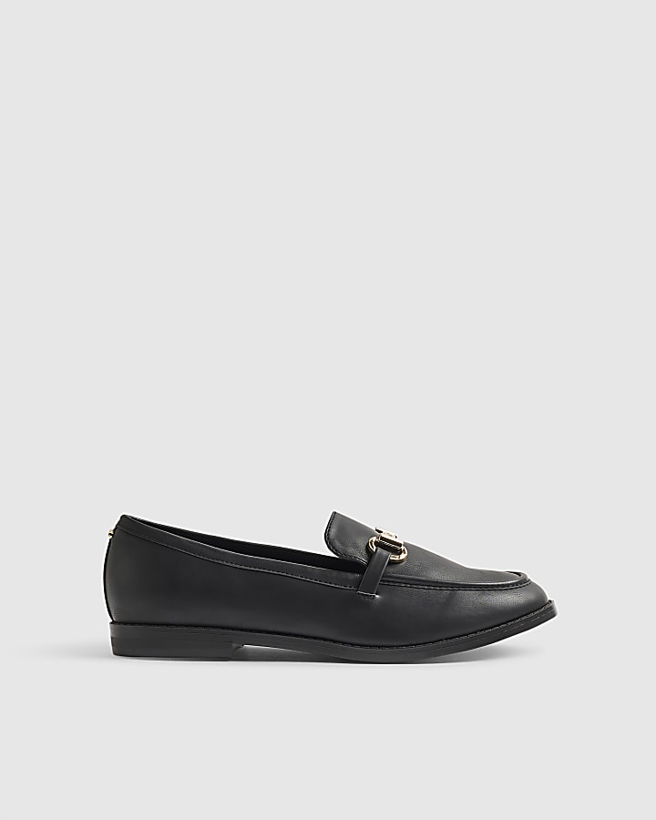 Black Snaffle Trim Loafers