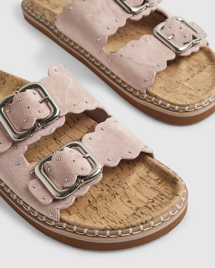 Pink Scallop Edge Footbed Sandals
