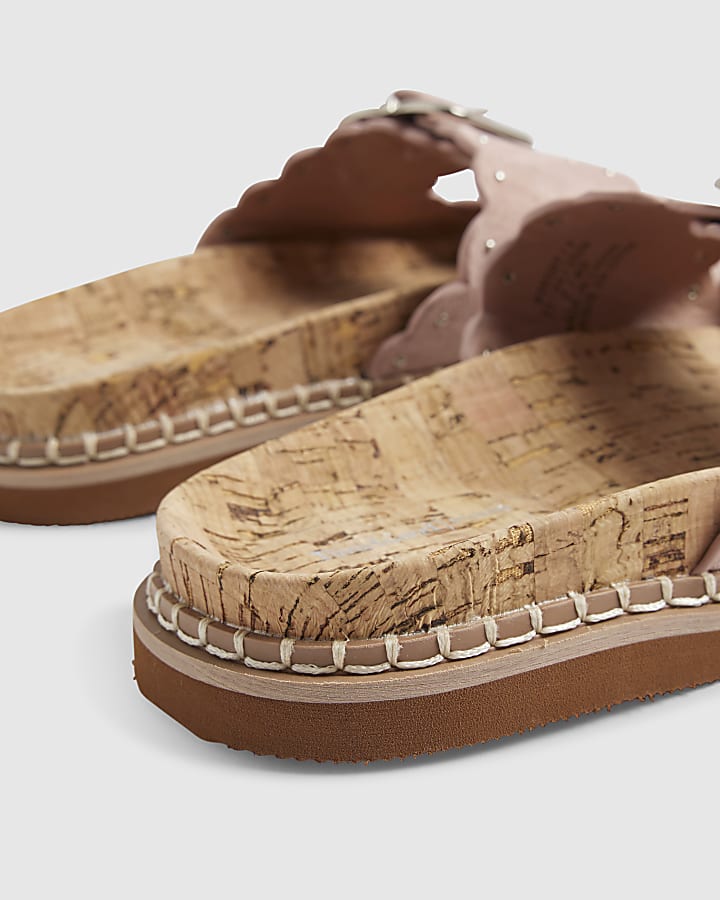 Pink Scallop Edge Footbed Sandals