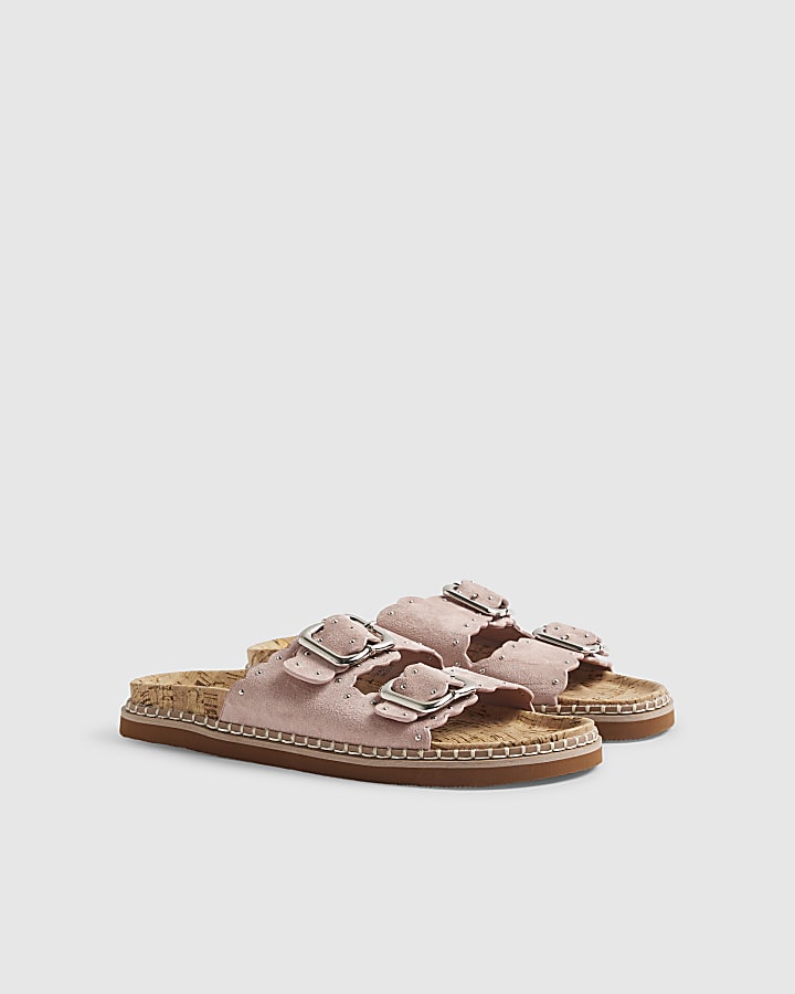 Pink Scallop Edge Footbed Sandals