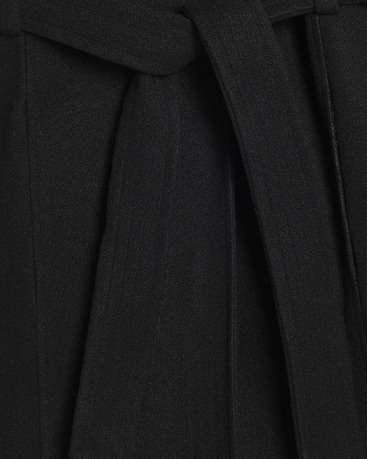 Black Belted Longline Robe Coat