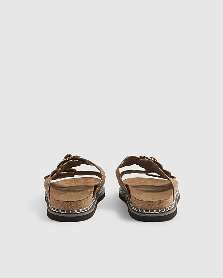 Brown Scallop Edge Footbed Sandals