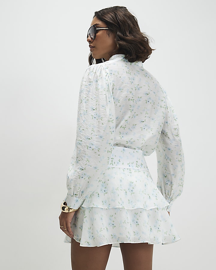 White Floral Rara Mini Skirt