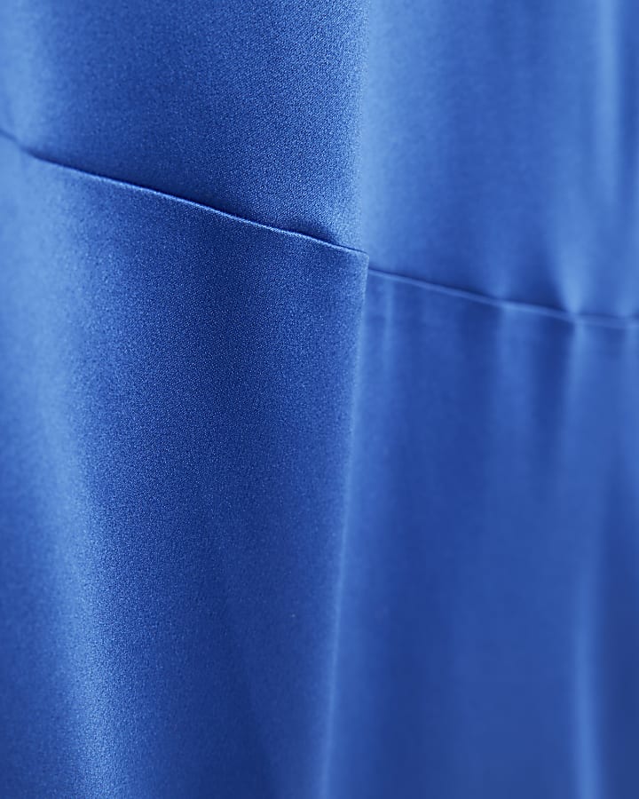 Blue Halter Neck Midi Dress