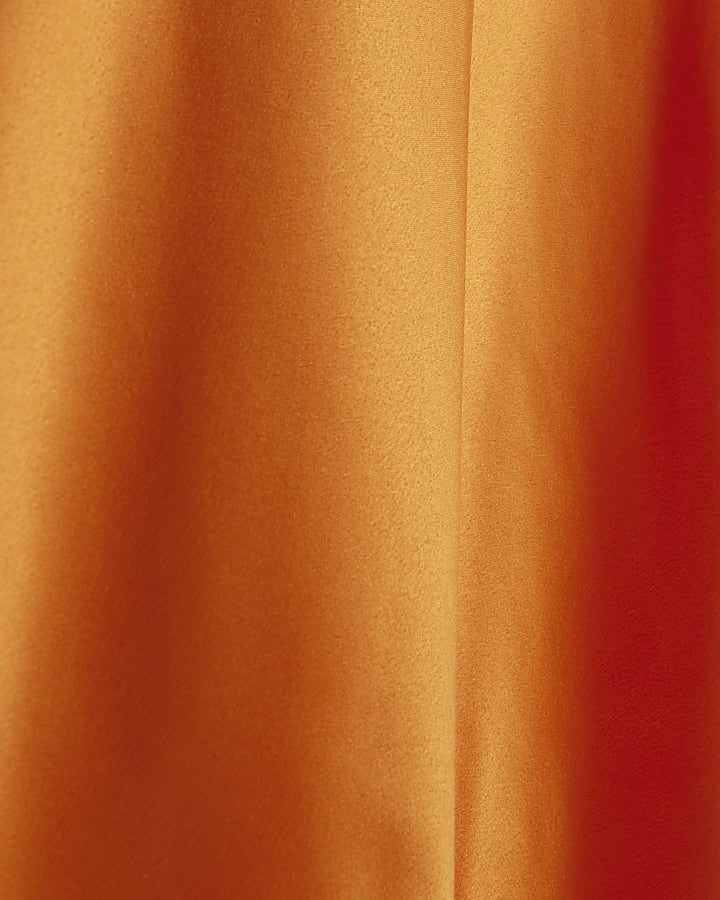 Orange Halter Neck Midi Dress
