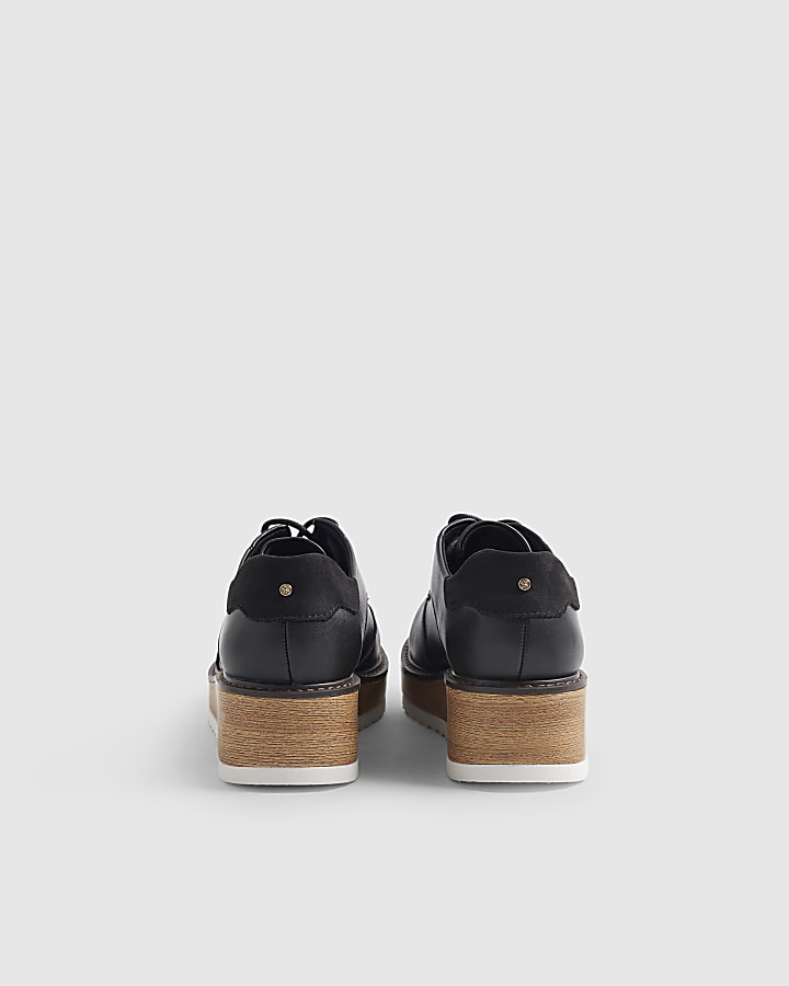 Black Lace Up Flatform Shoes