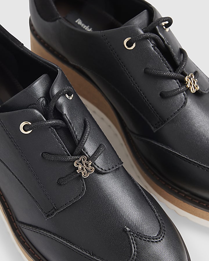 Black Lace Up Flatform Shoes