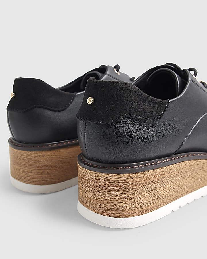 Black Lace Up Flatform Shoes