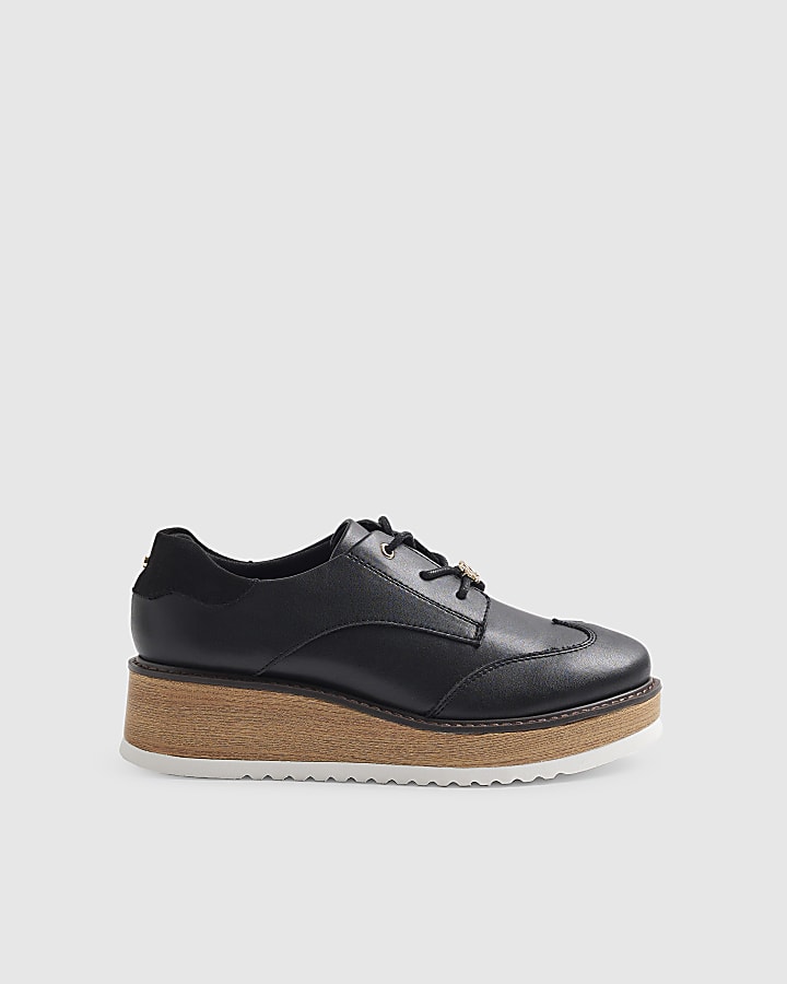 Black Lace Up Flatform Shoes