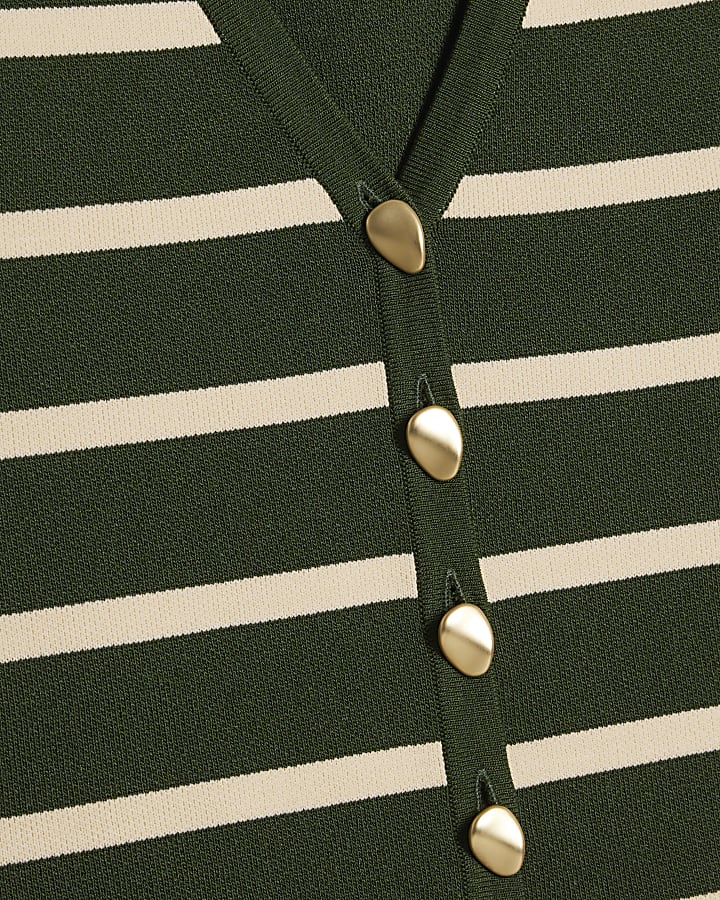 Green Stripe Knit Waistcoat