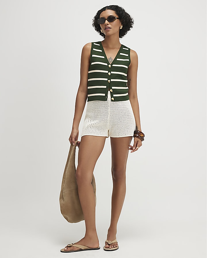 Green Stripe Knit Waistcoat