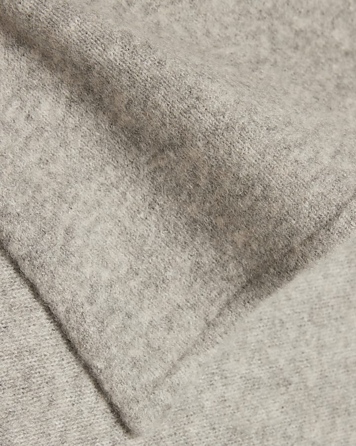 Beige Knitted Fold Neck Jumper