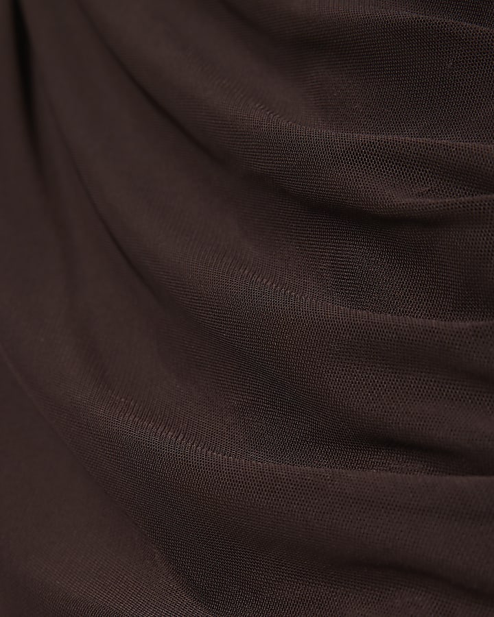 Brown Sleeveless Bubble Hem Top