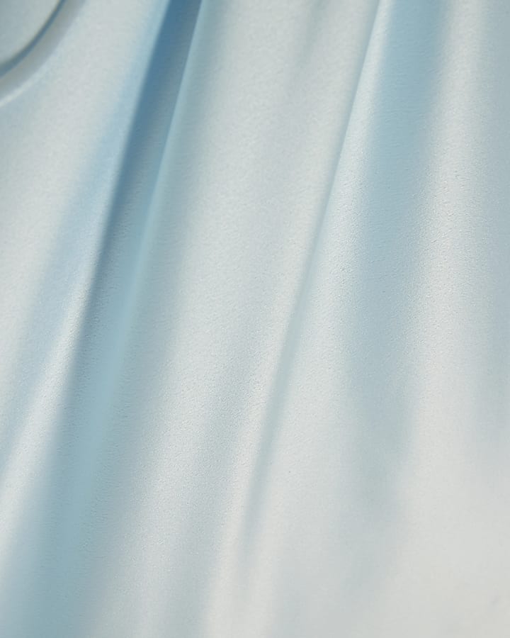 Blue Satin One Shoulder Maxi Dress