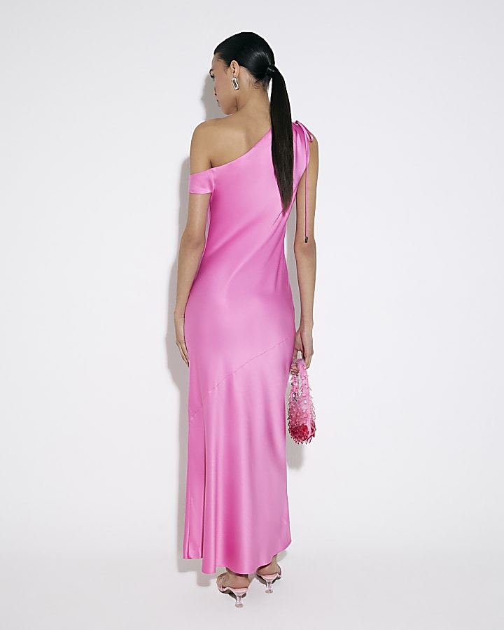 Pink One Shoulder Maxi Dress