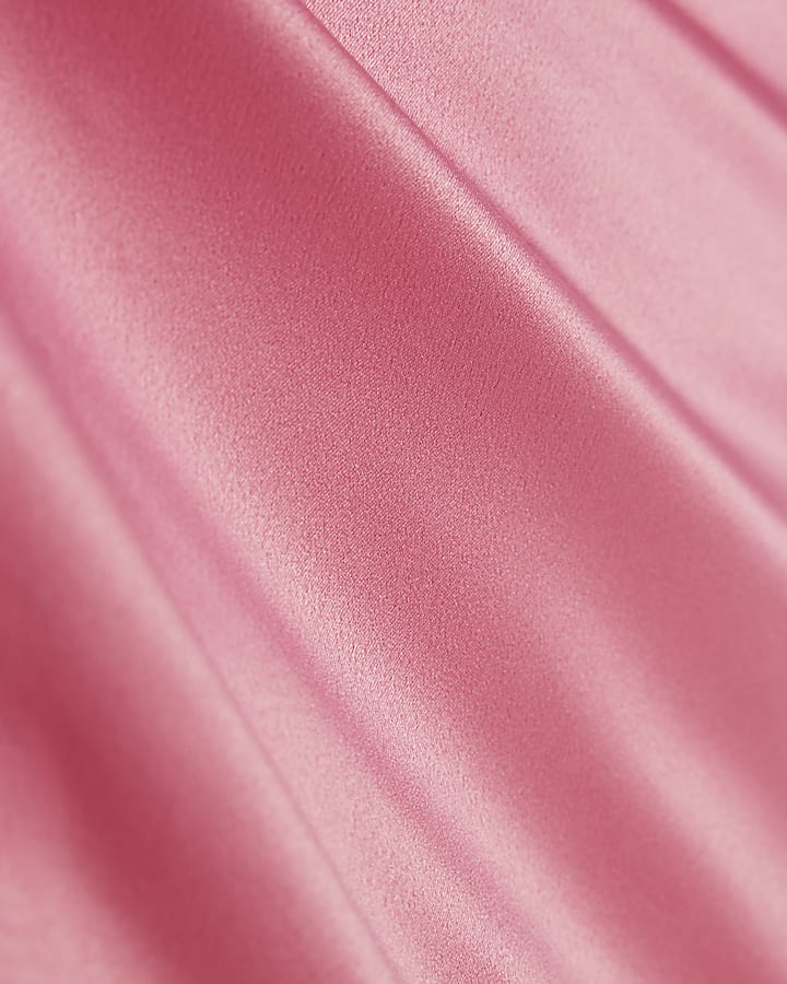 Pink Satin One Shoulder Maxi Dress