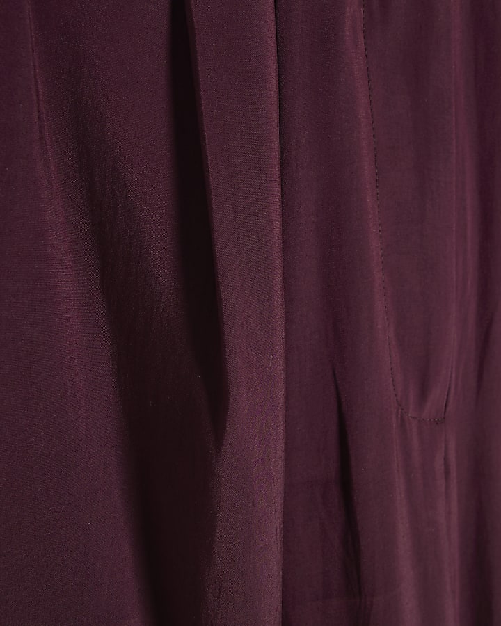 Red Pleat Wide Leg Trousers