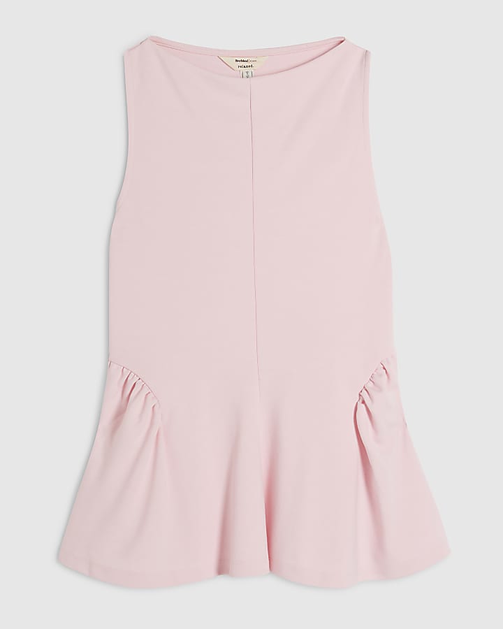 Pink Sleeveless Peplum Top