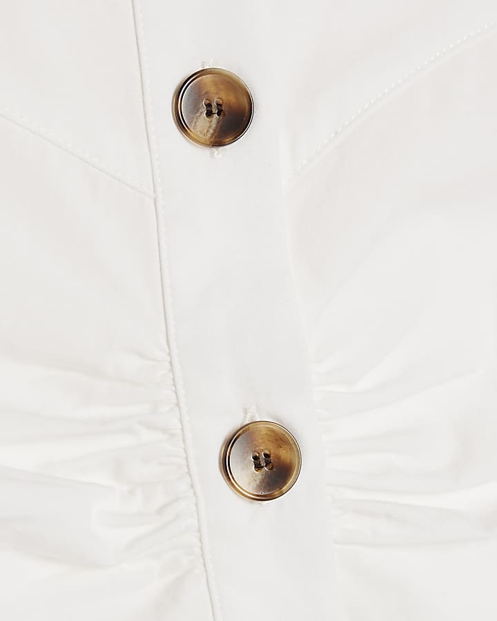 White Cotton Poplin Sleeveless Waistcoat Top