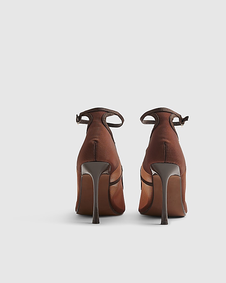 Brown Mesh Court Heels