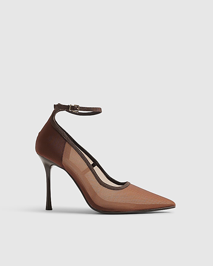 Brown Mesh Court Heels