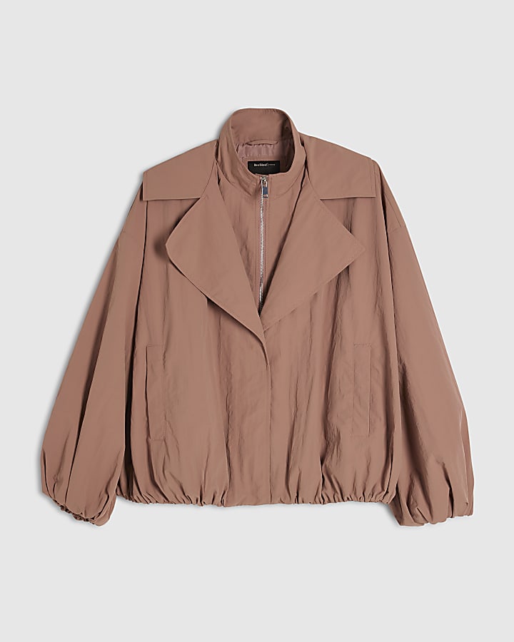 Pink Double Layer Tech Bubble Hem Jacket