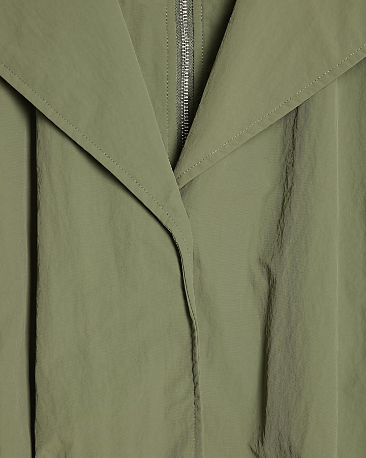 Khaki Double Layer Bubble Hem Jacket