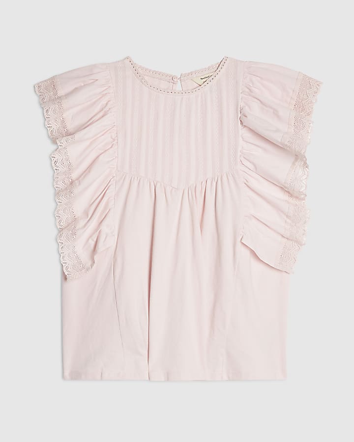 Pink Cotton Sleeveless Frill Blouse