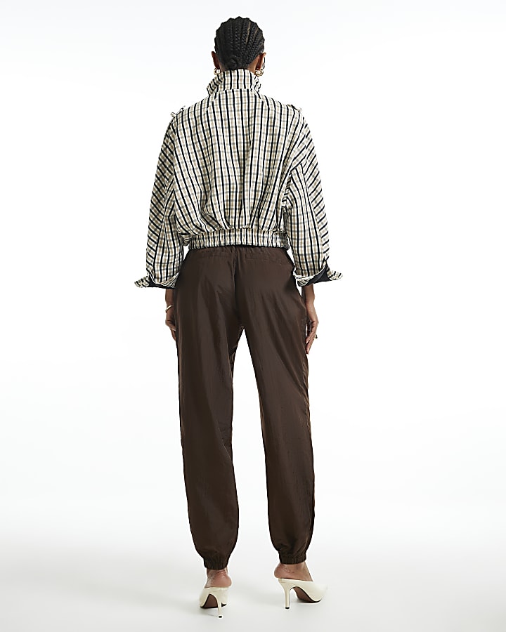 Brown Elasticated Balloon Leg Trousers