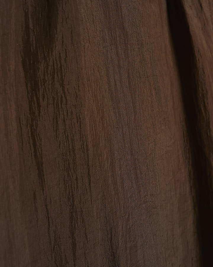 Brown Elasticated Balloon Leg Trousers