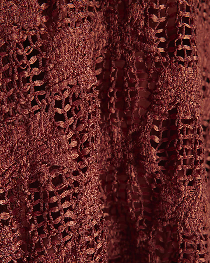 Brown Crochet Lace Top