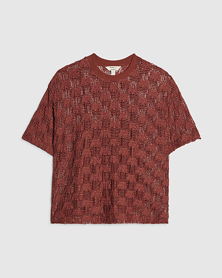 Brown Crochet Lace Top