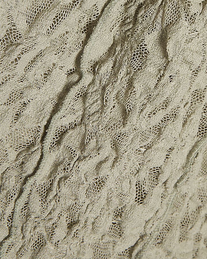 Green Short Sleeve Lace Top