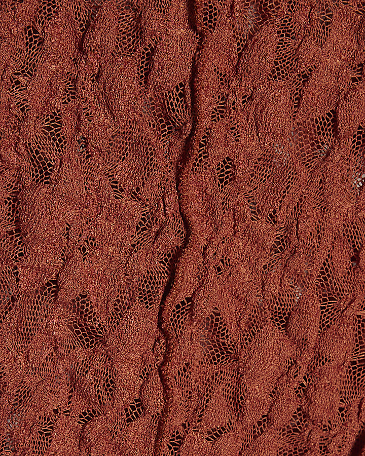 Orange Short Sleeve Lace Top