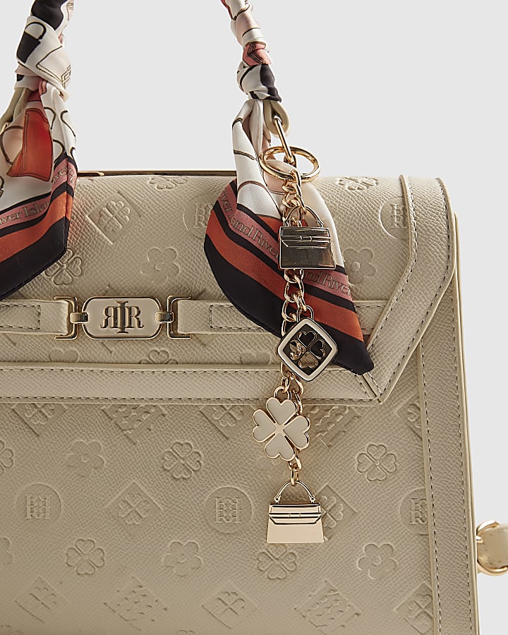 Cream Scarf Embossed Tote Bundle