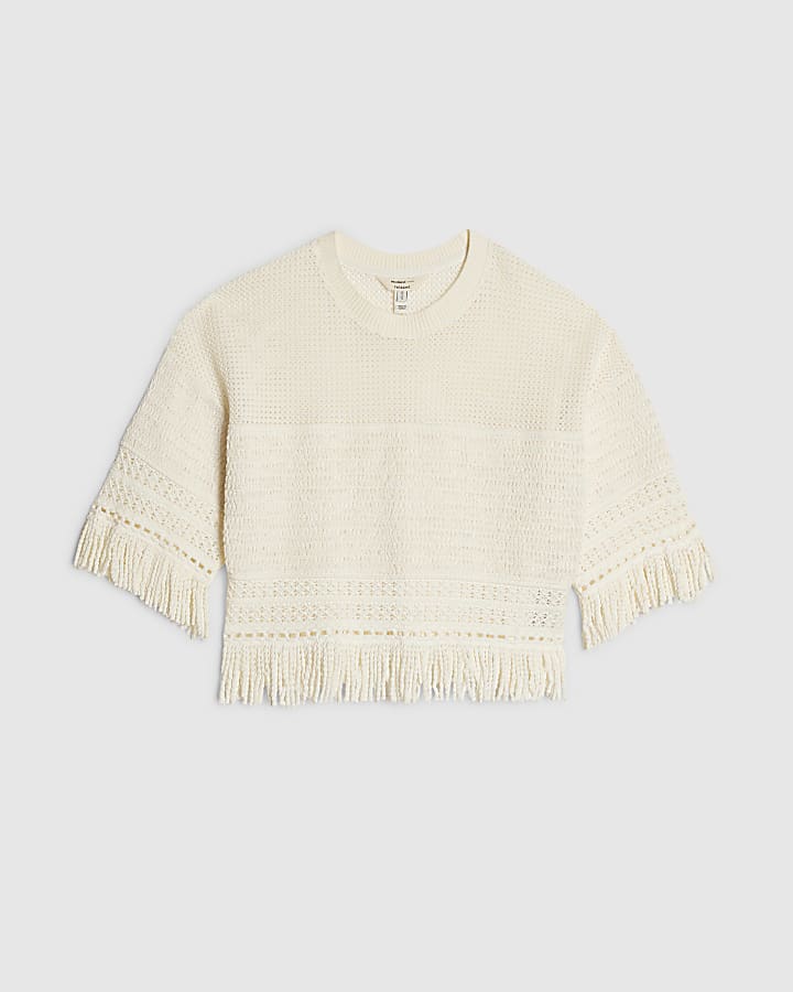 Cream Fringe Top