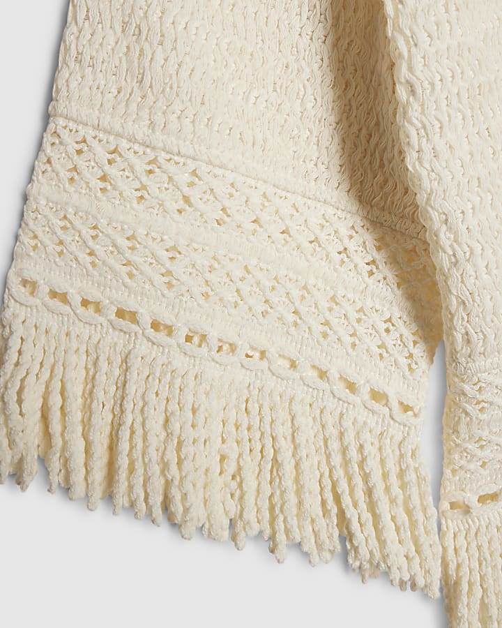 Petite Cream Fringe Top