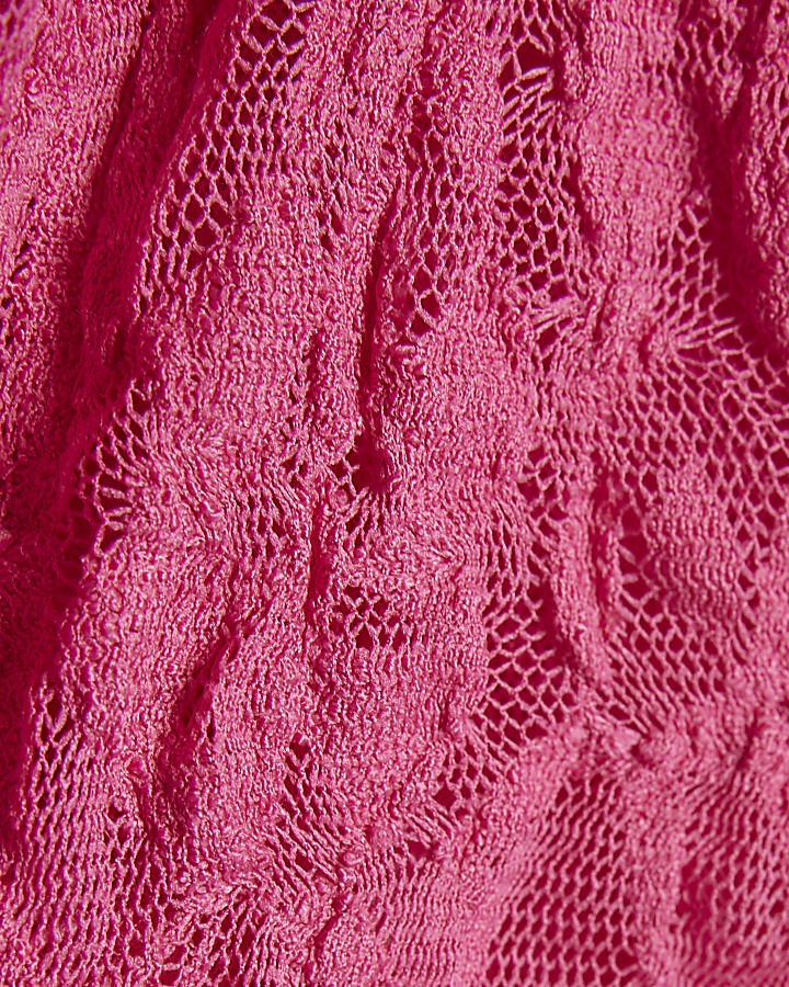 Pink Lace V Neck Cami