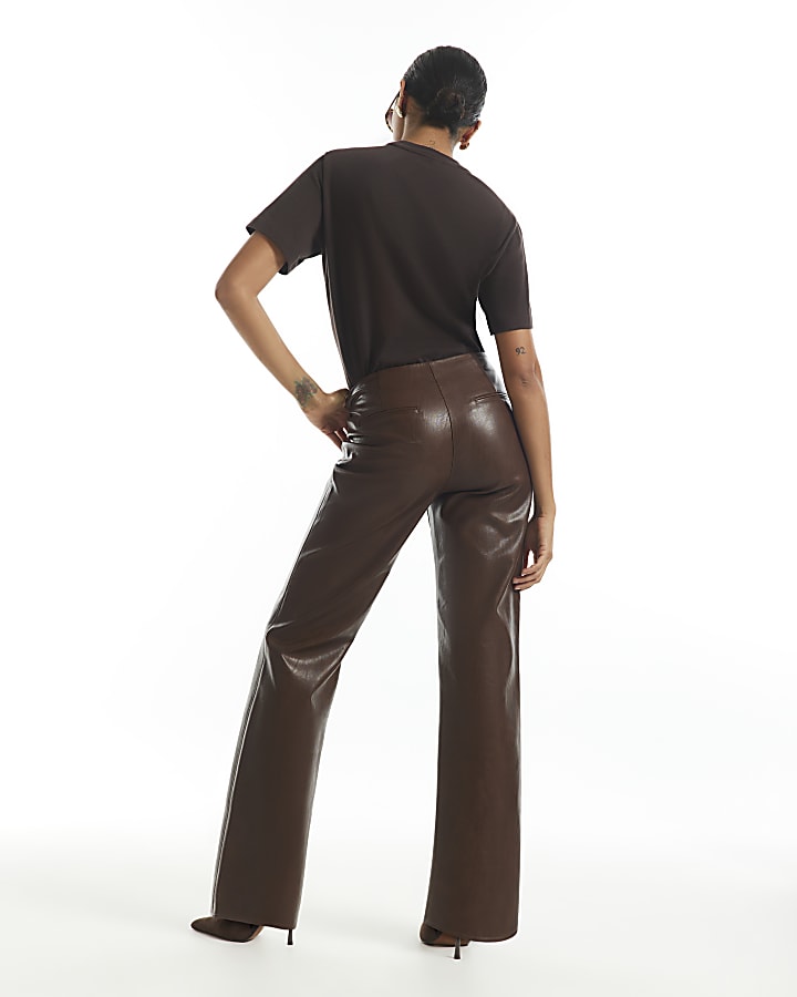 Brown Washed Low Waist Trousers