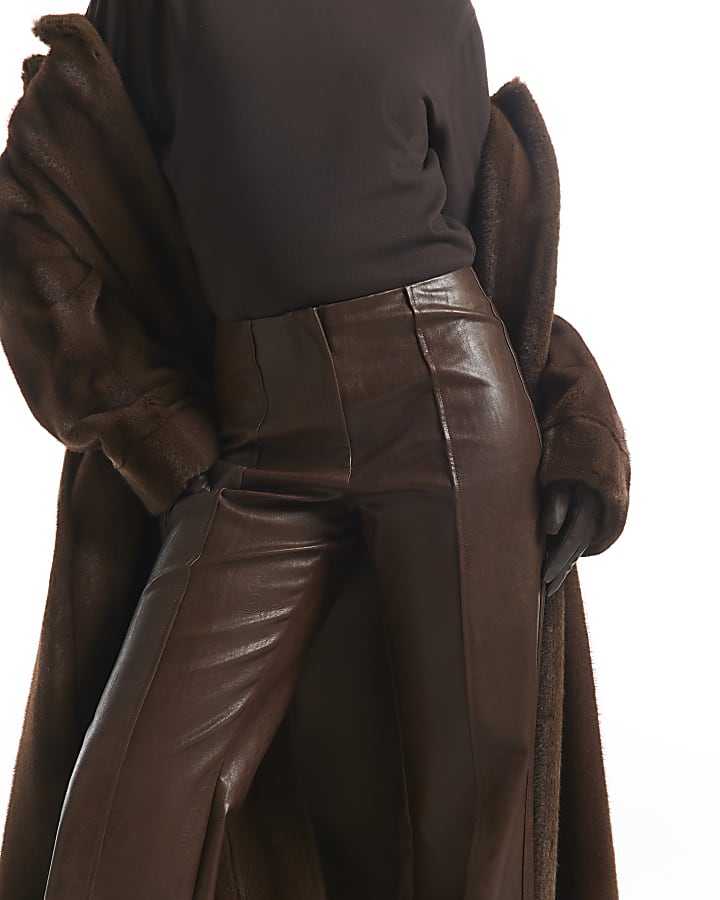Brown Washed Low Waist Trousers
