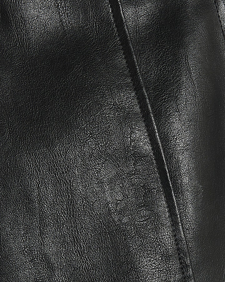 Black Faux Leather Washed Low Waist Trousers