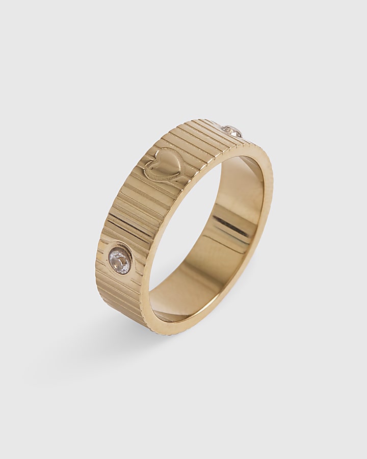 Gold Stainless Steel Waterproof Heart Ring