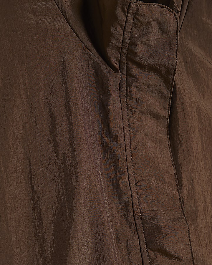 Brown Lightweight Funnel Neck Anorak Jacket