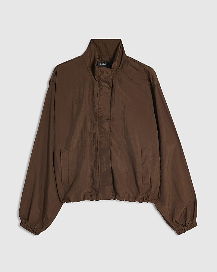 Brown Lightweight Funnel Neck Anorak Jacket