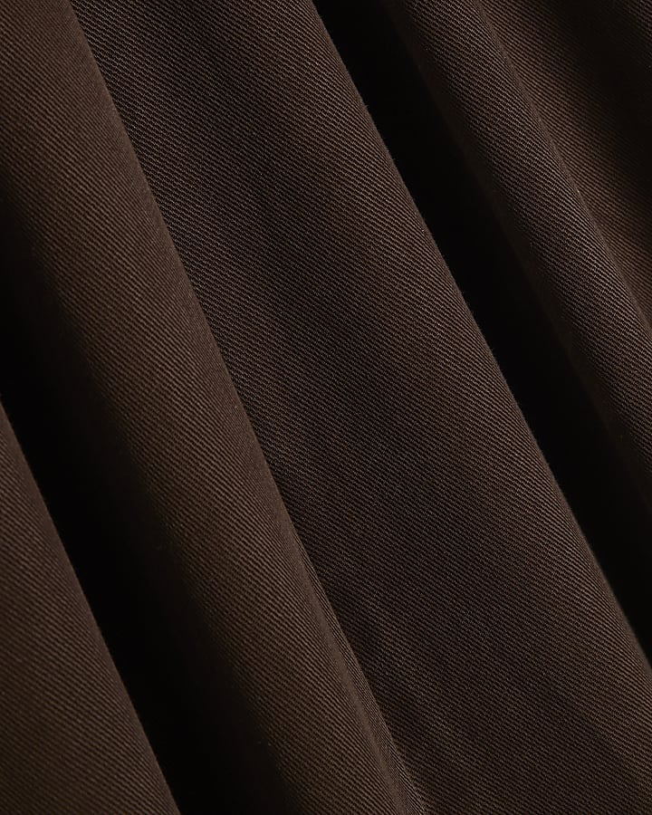 Brown Cuffed Barrel Leg Trousers