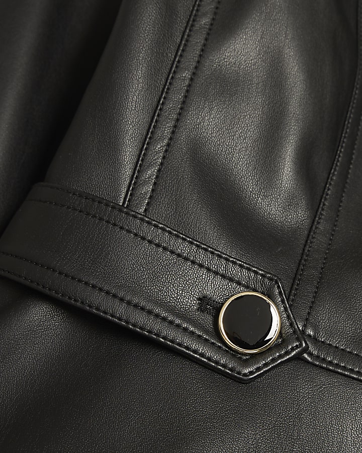 Black Faux Leather Drummer Fitted Jacket