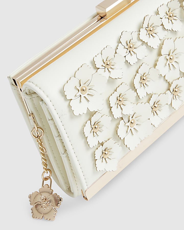 Cream Floral Applique Purse