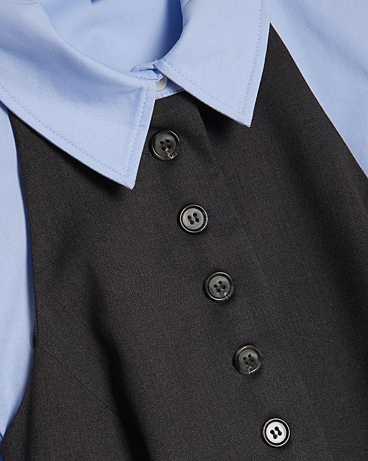 Grey Hybrid Waistcoat Detail Shirt