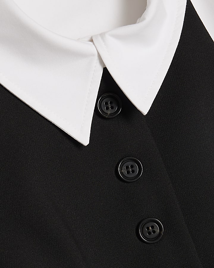 Black Hybrid Waistcoat Detail Shirt