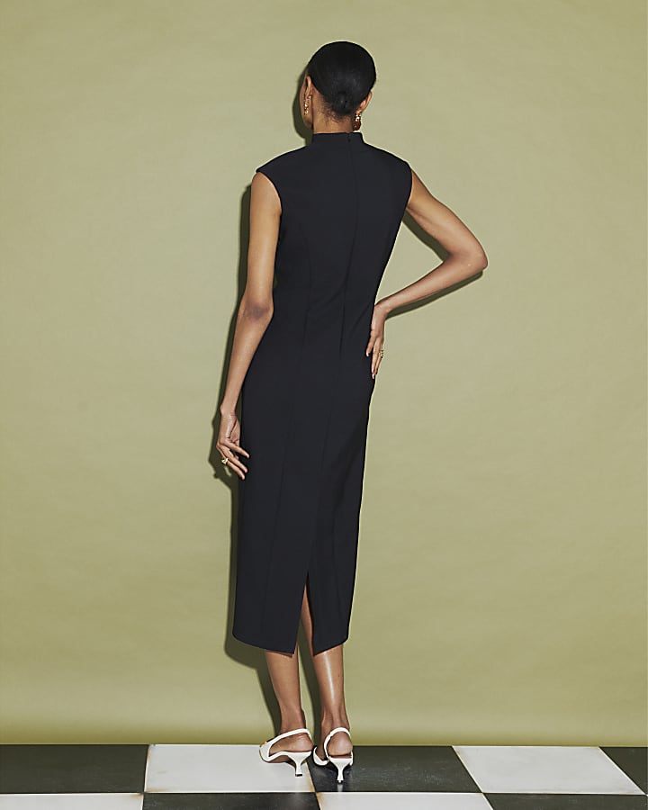 Black Belted Midi Dress